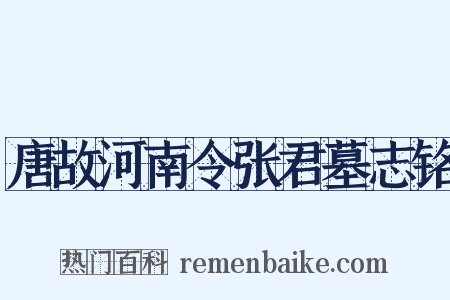 唐故河南令张君墓志铭是什么意思的图片